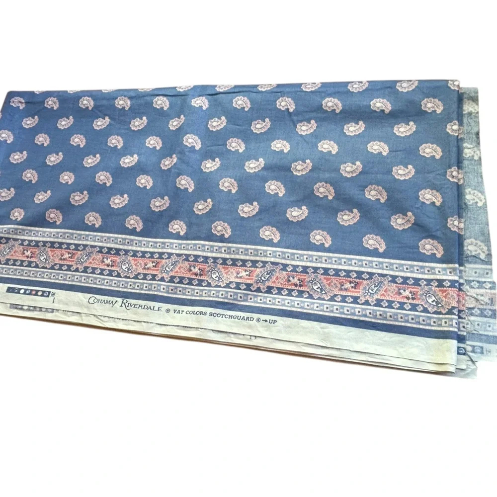 Cohama Riverdale Fabric Richard Felber Design Scotch Guard Blue Paisley 106 X 54